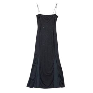 Vintage Pia Speckled Mesh Maxi Dark Romantic Whimsical Dress Size M Black